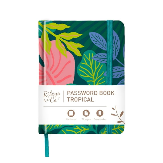 Rileys & Co. Tropical Paradise Compact Password Book - Alphabetically Tabbed, Handy Password Keeper, Perfect for Seniors, Safe Notebook for Internet Logins, Websites, Usernames (6 x 5 Inches)