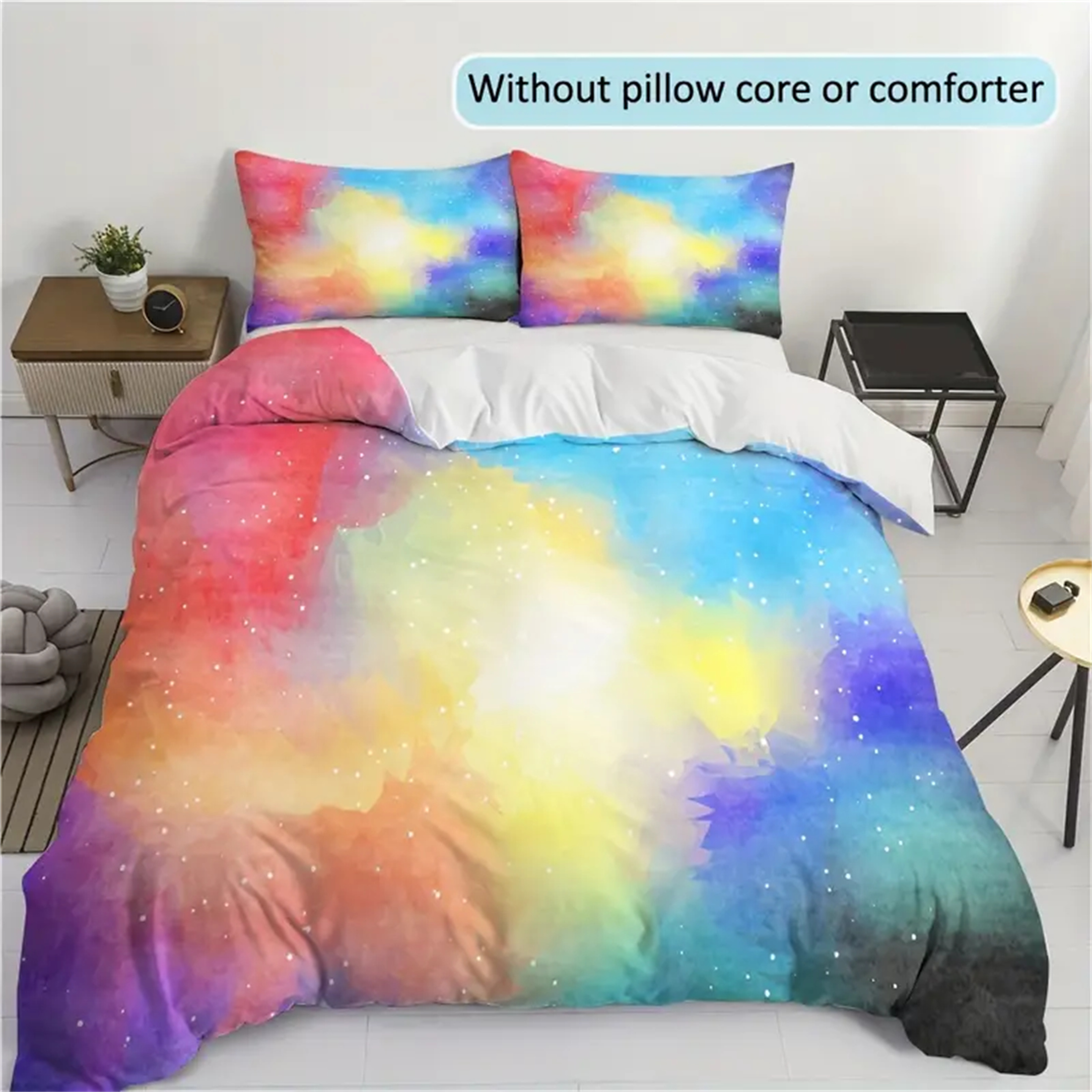 Rillbus Fantasy Rainbow Colored Bedding Suit Bright Color Durable Home