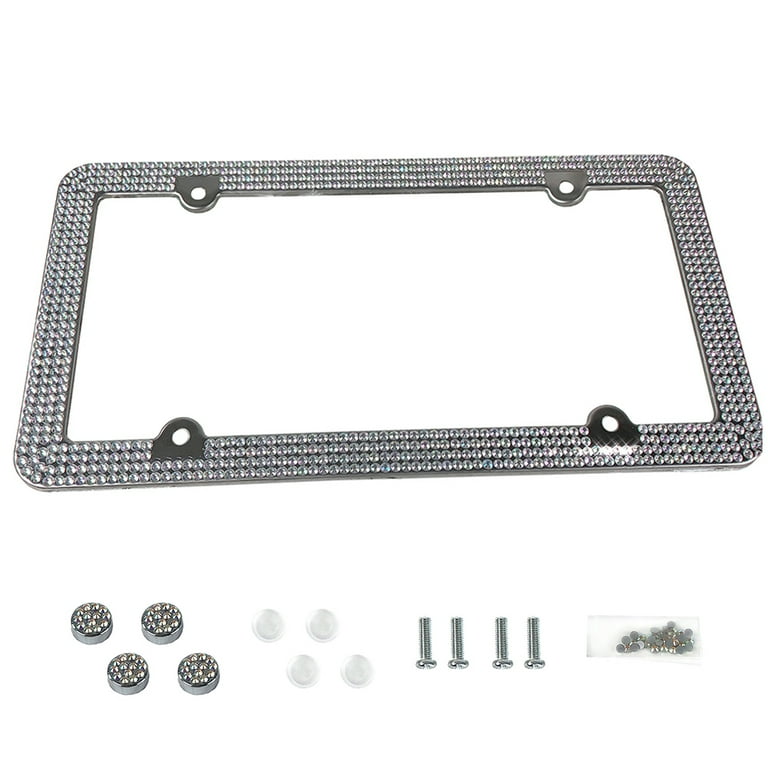 Riloer Colorful Bling Rhinestone License Plate Frame 4 Holes
