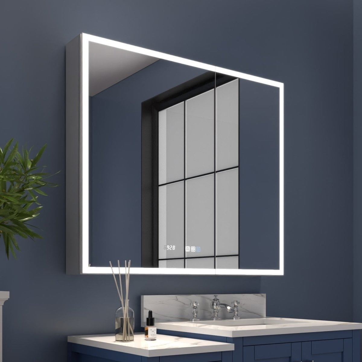 Rim 36" W x 32" H Led Lighted Medicine Recessed or Surface with