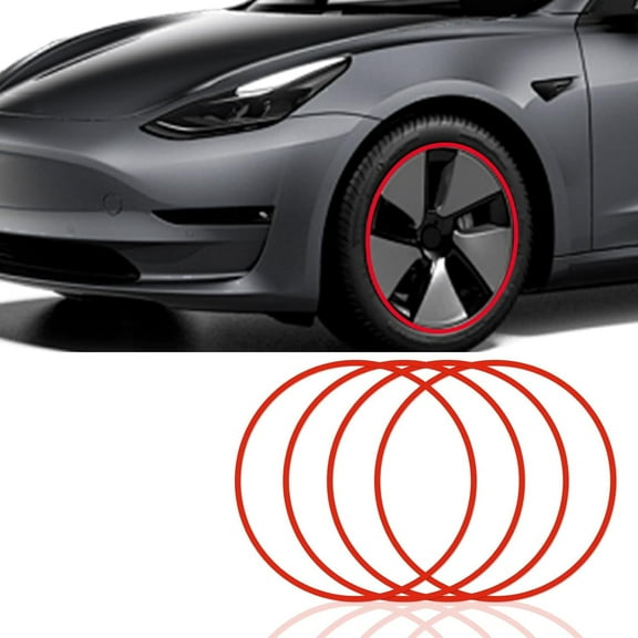 Rim Protector for Car Wheels (Fits 18-21" Wheel Diameter) - Pack of 4 Premium Aluminum Alloy Wheel Protector for Tesla All Models (Red,20)