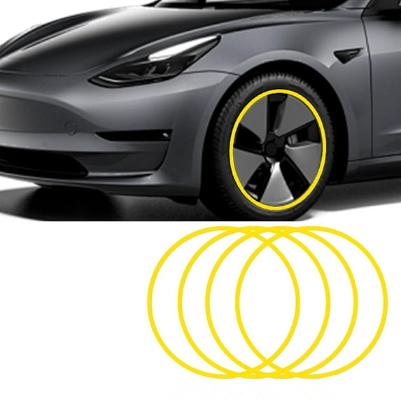 Rim Protector for Car Wheels (Fits 18-21" Wheel Diameter) - Pack of 4 Premium Aluminum Alloy Wheel Protector for Tesla All Models (Yellow,19)