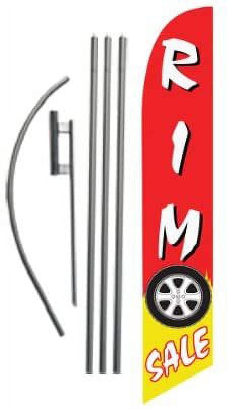 Rim Sale 15ft Feather Banner Swooper Flag Kit - INCLUDES 15FT POLE KIT w/GROUND SPIKE