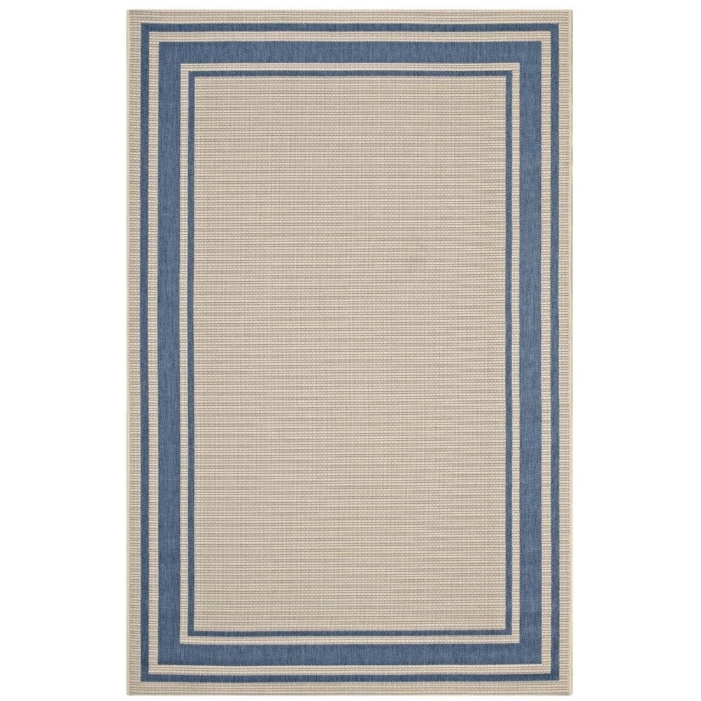 Modway Rim Blue and Beige 5'x8' Easy-Care Outdoor Area Rug