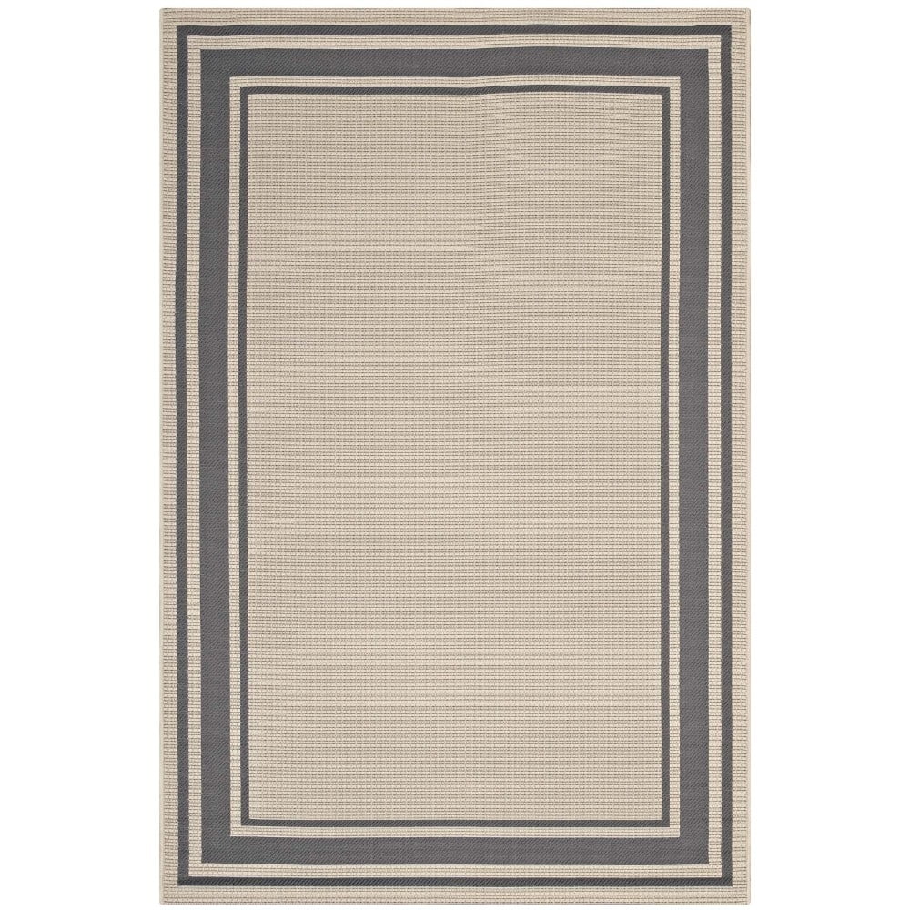 Elegant Gray and Beige Synthetic 8' x 10' Indoor/Outdoor Area Rug