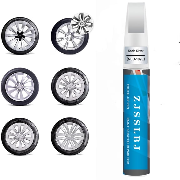 Rim Touch Up Paint(Sonic Silver(NEU-107E/WPB-8838-3) for Tesla ModelY/3/S/X Gemini/Sport/Cyclone/Slipstream Wheel, 2 in 1 Car Wheel Scratch Repair Kit, Quick & Easy Remover Curb Rash