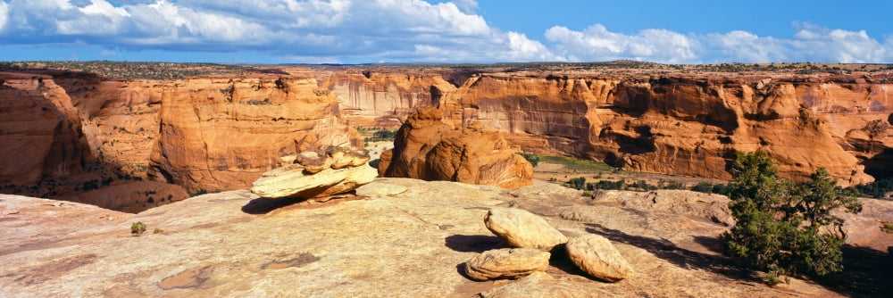 Rim view of Canyon De Chelly National Monument Arizona USA Canvas Art - Panoramic Images (36 x 12)