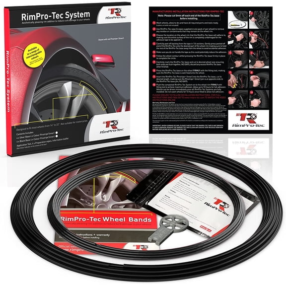 RimPro-Tec Rim Protector Car Rim, Black Outer with 4X Inner Black From 13 To 22