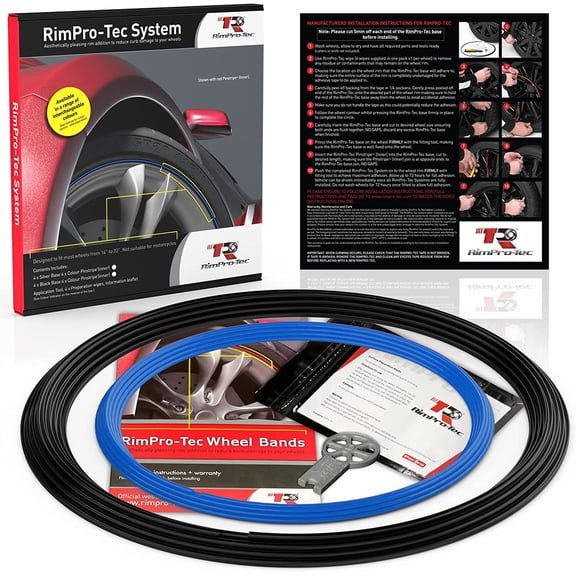 RimPro-Tec Rim Protector Car Rim, Black Outer with 4X Inner Blue From 13 To 22