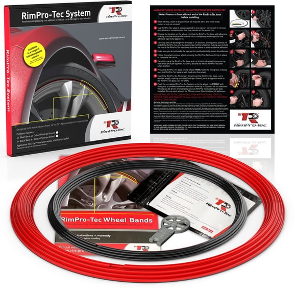 RimPro-Tec Rim Protector Car Rim, Black Outer with 4X Inner Red From 13” To 22”