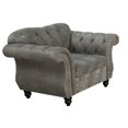 thumbnail image 1 of Rima 51 Inch Modern Armchair, Faux Leather Cushions, Rolled Arms, Gray, 1 of 5