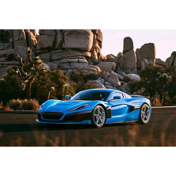 Rimac C Two California Edition Racing Car Wall Art Home Decor - 24x36 Inch Laminated Poster - Stunning Detail and Bold Colors