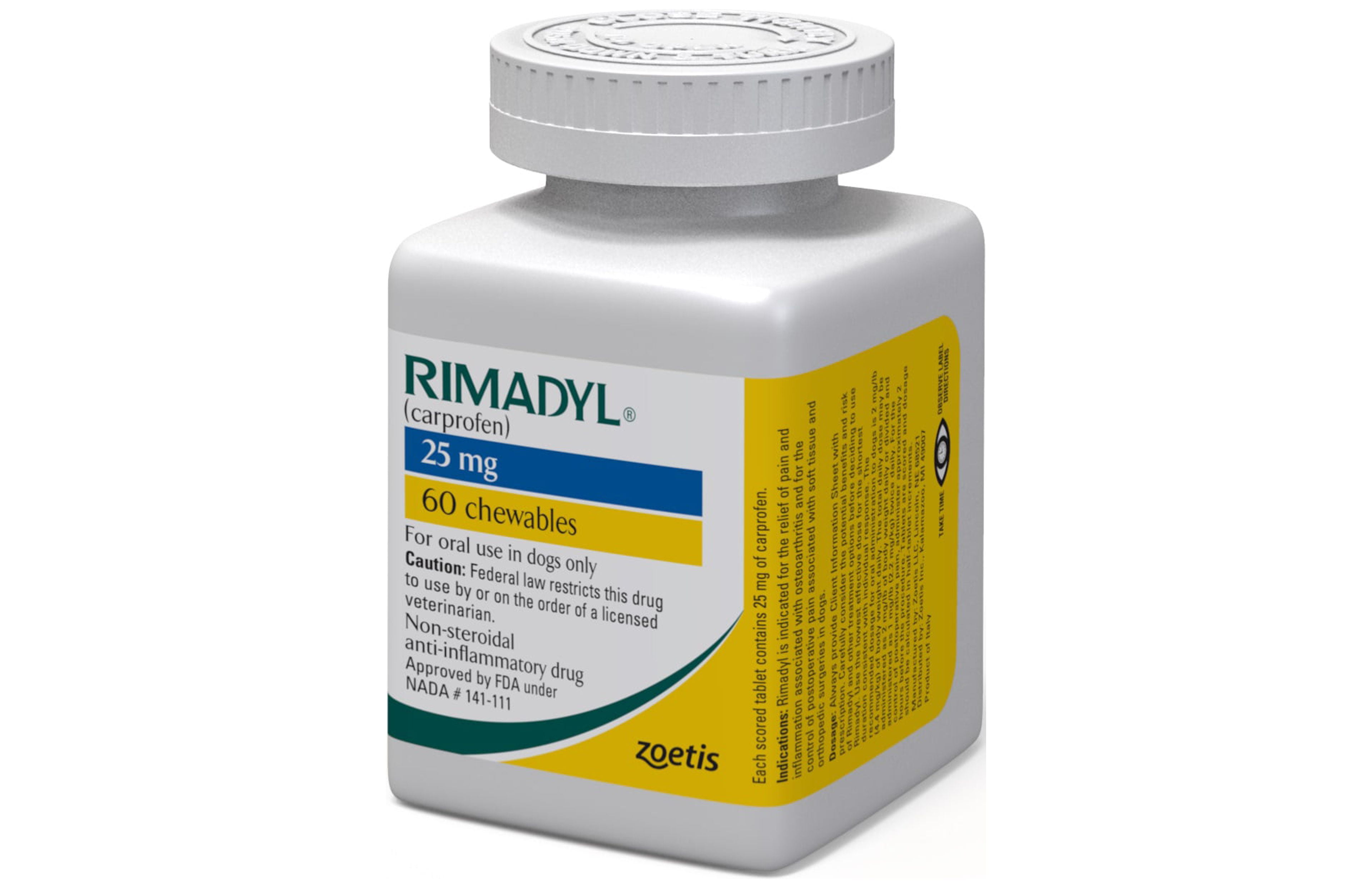 Rimadyl (carprofen) Chewable Tablets for Dogs, 25 mg, 60 Tablets ...