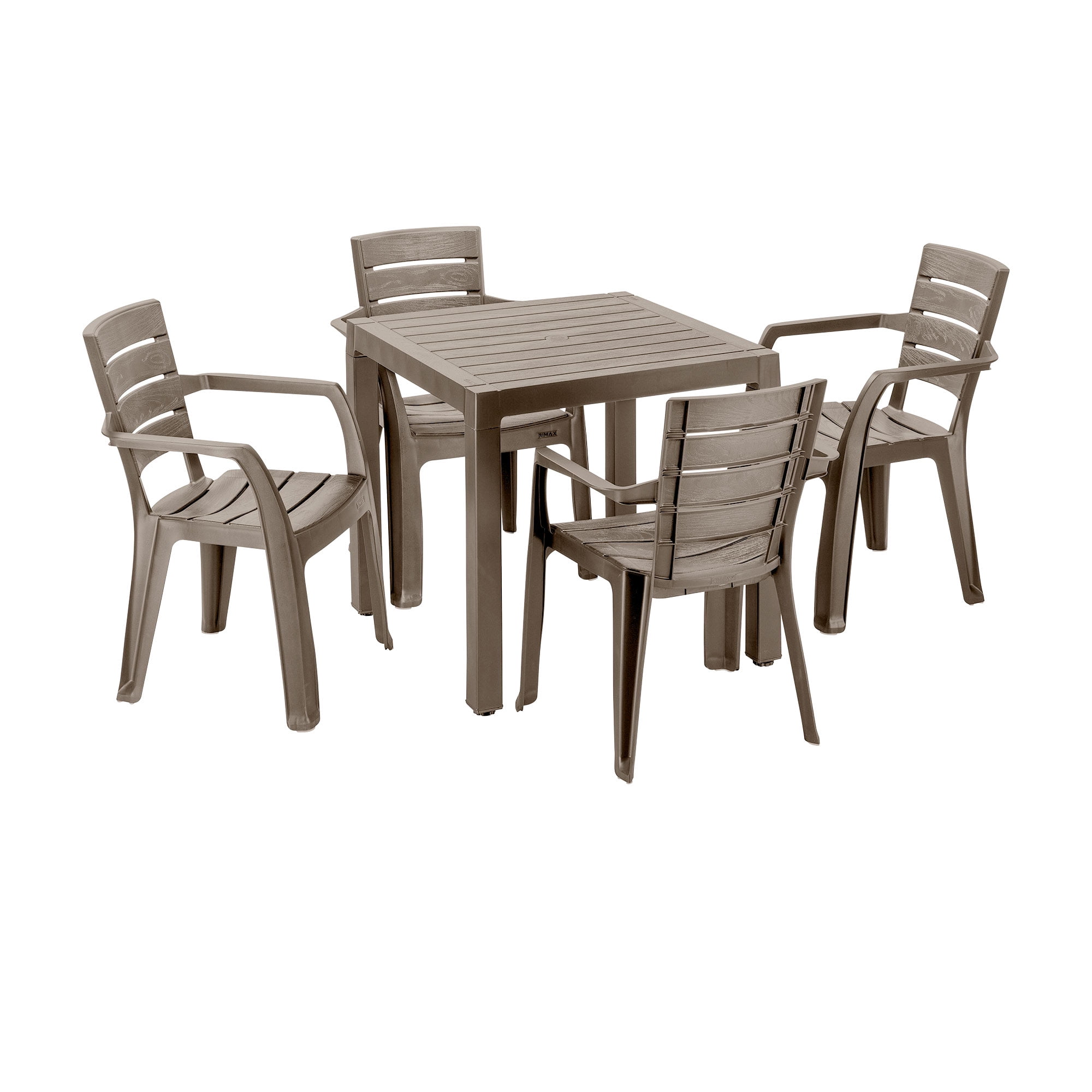 Mocha Polypropylene Resin 5-Piece Outdoor Dining Set