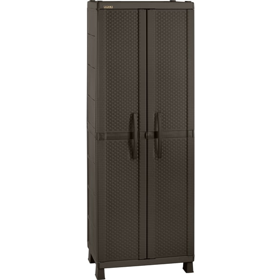 Rimax Wicker Utility 4-Shelf Storage Cabinet, Brown