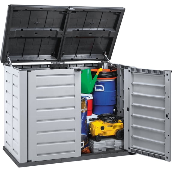 Rimax Casual Medium Polypropylene Resin Garden Shed, Grey and Black