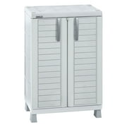 Rimax Plastic Resin 2-Shelf Kitchen Storage Cabinet 26"W, Light Grey