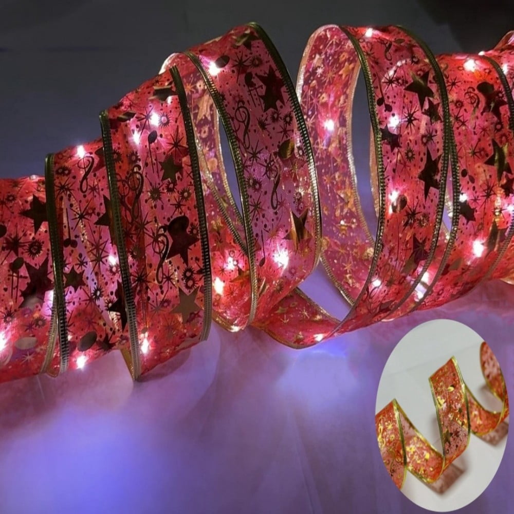 RimdGhov Christmas Ribbon Lights - LED String Lights, Battery-Powered ...