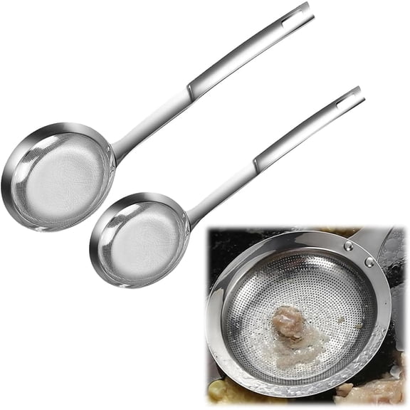RimdGhov Dual-Size Stainless Steel Strainer Set - 2025 Ultra-Fine Mesh Kitchen Filters with Handles (Small + Large)