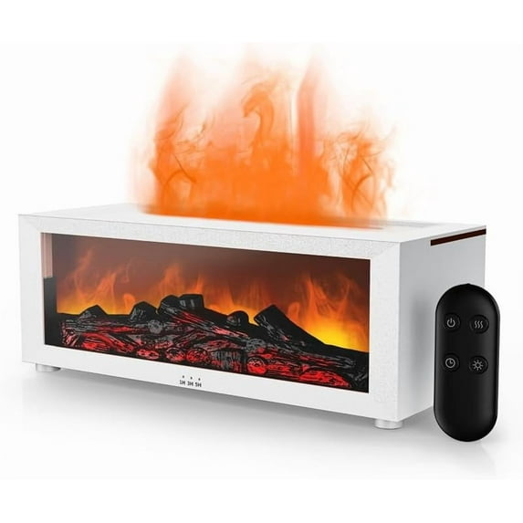 RimdGhov Fireplace Flame Oil Aroma Diffuser, Essential Oil Fireplace Diffuser with 7-Color Lights, Cool Mist Humidifier & Timer, Remote-Control Flame Aroma Diffuser