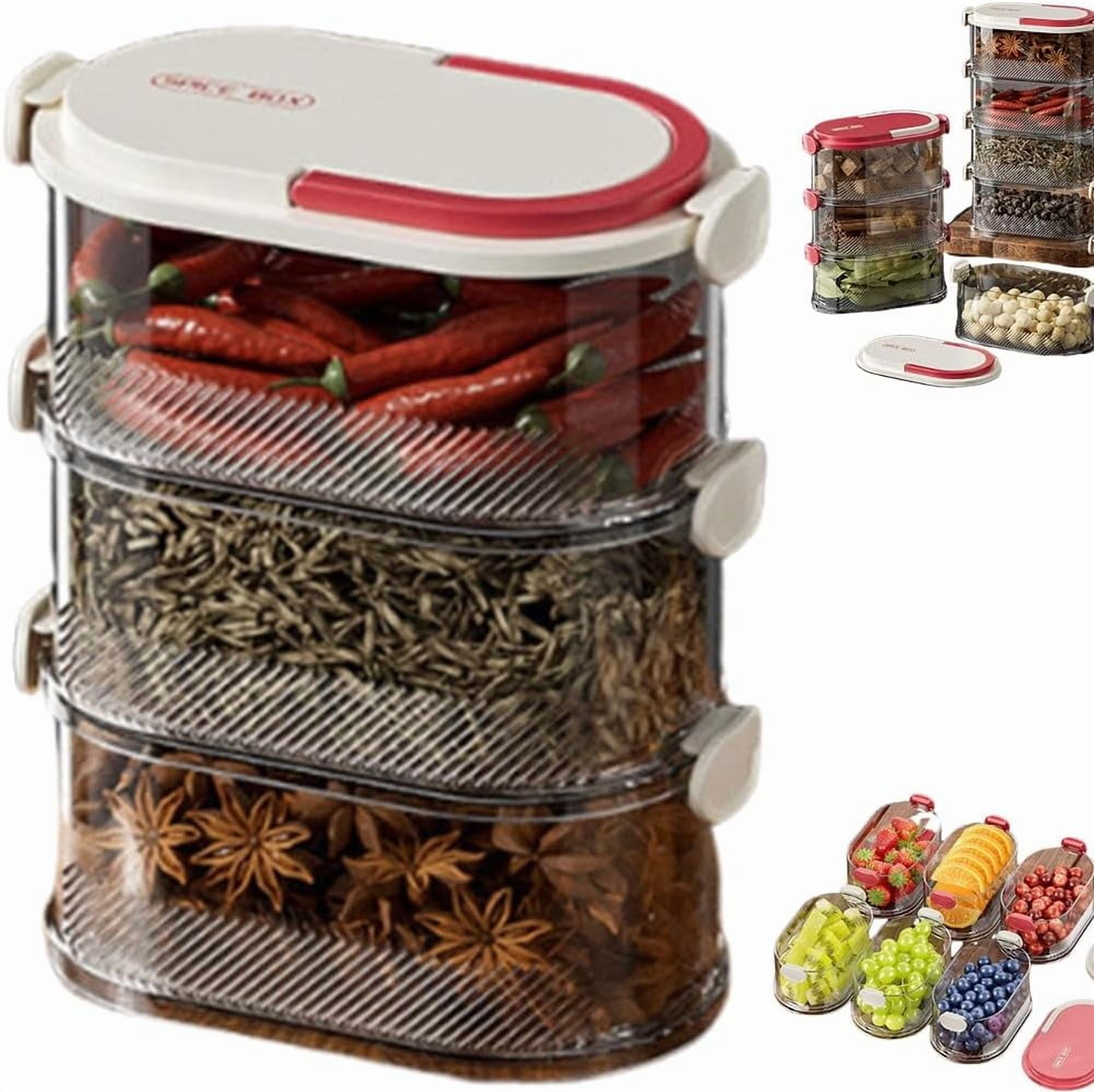 Spice Lock RimdGhov Multi-Layer Sealed Spice Organizer, Stackable Spice Storage ...