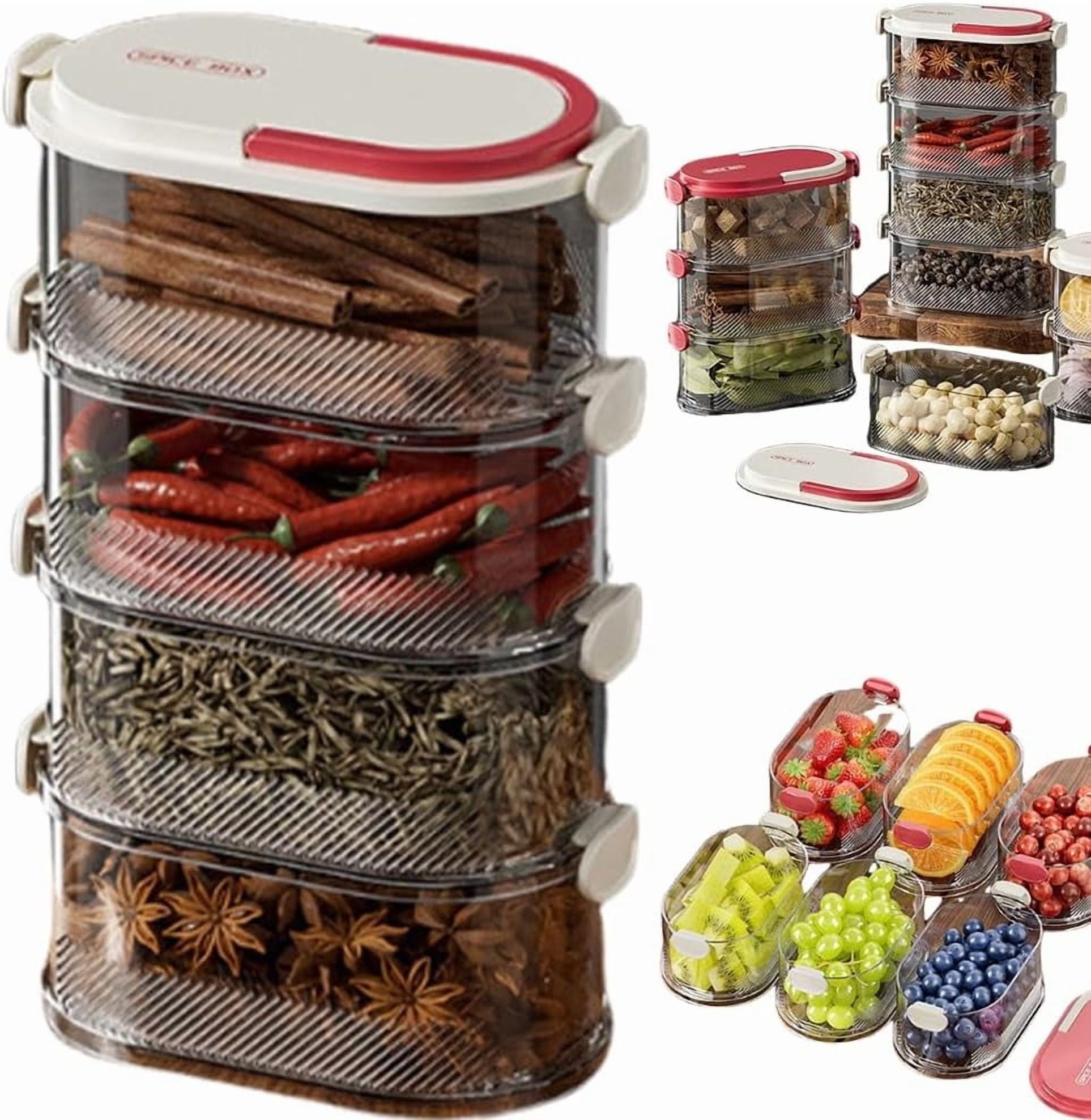 Seasoning Box Stackable RimdGhov Multi-Layer Sealed Spice Organizer, Stackable Spice Storage ...