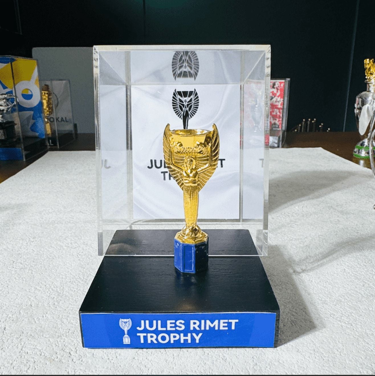 Rimet Cup Championship Trophy, 8 cm Metal Trophy with Common Version-Display Case, Christmas Halloween Gifts.