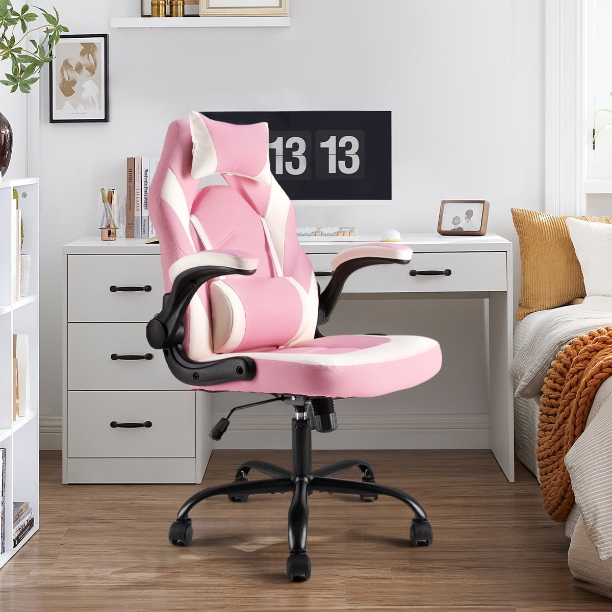 Rimiking High-Back Gaming & Office Chair, Ergonomic Executive Swivel Design with Headrest and Lumbar Support for PC Racing