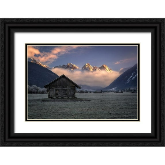 Riml, Ludwig 18x13 Black Ornate Wood Framed with Double Matting Museum Art Print Titled - The Valley Of Barns