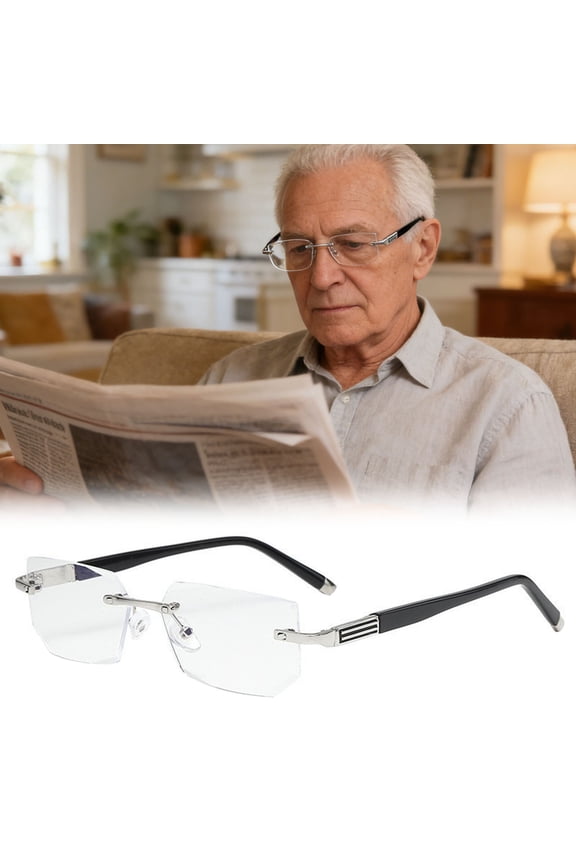Rimless Blue Light Blocking Reading Glasses, Auto Focus Smart Eyeglasses, Lightweight Anti-Eye Strain Eyewear,For Reading Computer Outdoor Use, Silver(Anti Blue Light)