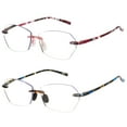 thumbnail image 1 of Rimless Computer Reading Glasses Women Fashion Designer Blue Light Blocking with UV400 Protect Clear Lens Pattern Frame Ladies Readers, 2.25, 1 of 6