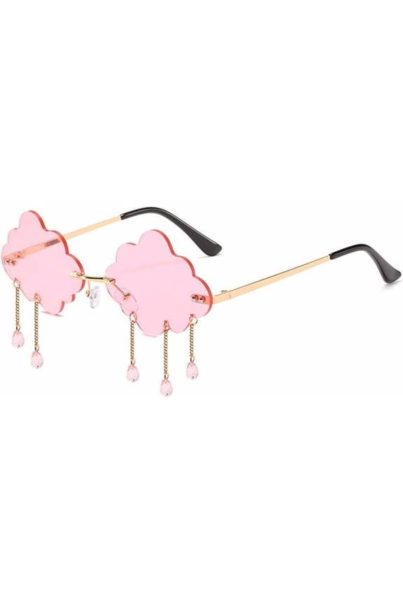 Rimless Cute Sunglasses For Women Trendy Creative 90s Sunglasses Funny Cloud Shaped Disco Glasses