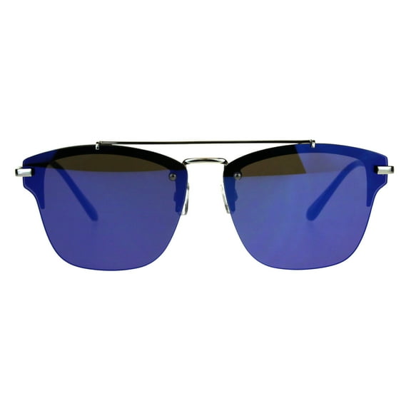 Rimless Designer Mens Fashion Luxury Sunglasses Silver Blue