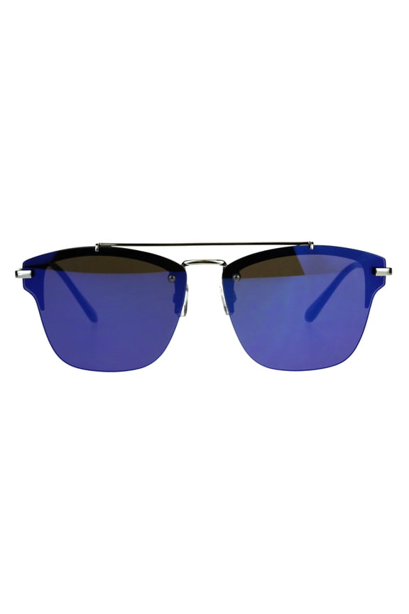 Rimless Designer Mens Fashion Luxury Sunglasses Silver Blue