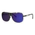 thumbnail image 1 of Rimless Exposed Lens Racer Metal Rim Oversize Aviator Rectangular Sunglasses Blue Mirror, 1 of 4