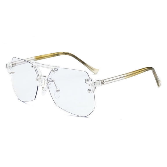 Rimless Flat Glasses For Men, Anti-Blue Light Blocking Eyewear With 99% Light Transmittance, PC Frame, Coated Lenses