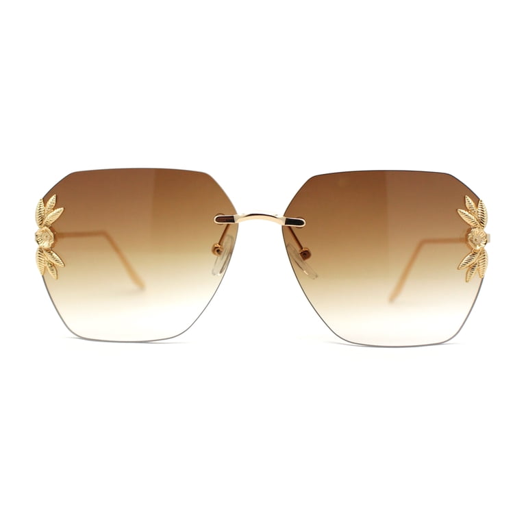 Chic Floral Sunglasses with Gold Frame Spring Floral Thick Geek-Chic Geometric Mirrored Sunglasses  main image 4
