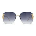 thumbnail image 1 of Rimless Foliage Flower Jewel Trim Rectangle Chic Sunglasses Gold Smoke, 1 of 4