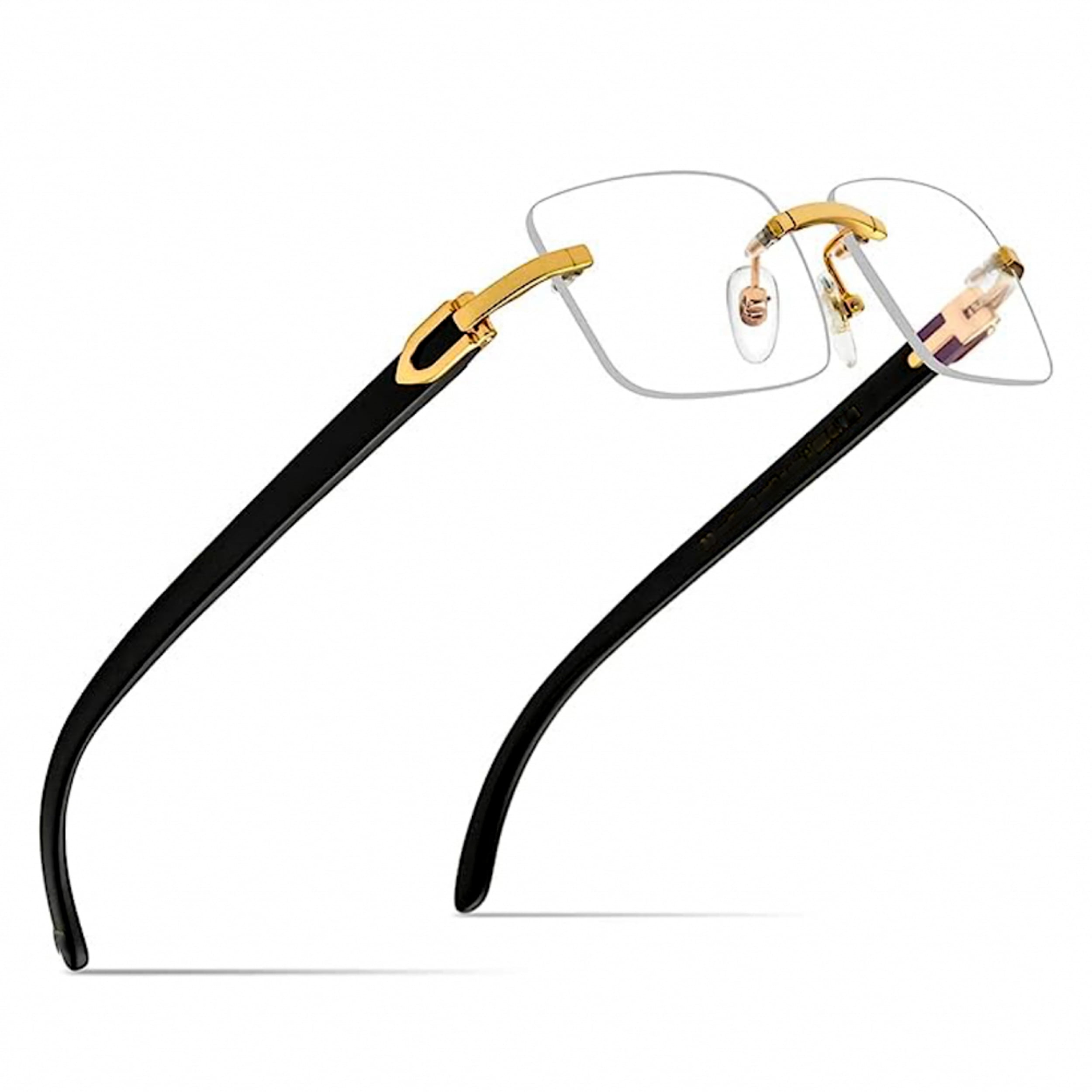 Gold Frame 90s Rimless Rectangle Sunglasses Rimless Gold Frame
