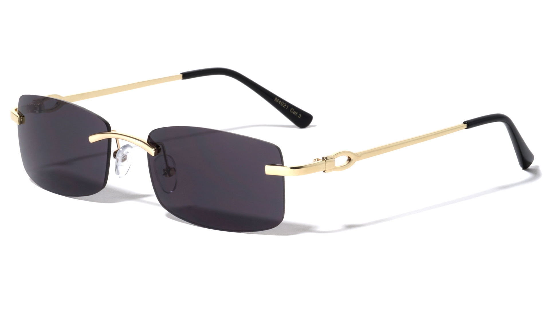 Rimless Gold Frame Sunglasses Slim Rectangular Frame 100 UV Protection Men Or Women Walmart