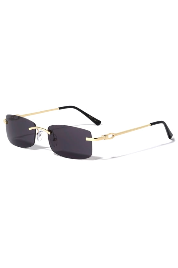 Rimless Gold Frame Sunglasses Slim Rectangular Frame 100% UV Protection Men Or Women