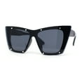 thumbnail image 1 of Rimless Gothic Horn Stud Oversized Rectangle Cat Eye Sunglasses All Black, 1 of 4