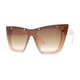 thumbnail image 1 of Rimless Gothic Horn Stud Oversized Rectangle Cat Eye Sunglasses Peach - Brown, 1 of 4