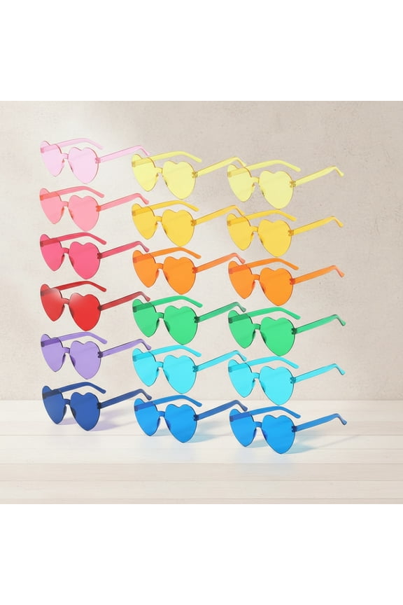 Rimless Heart Shaped Sunglasses Transparent Glasses Bulk Fun Sunglasses for Party