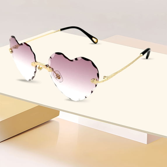 Rimless Heart Sunglasses for Women (Purple 14.5cm)