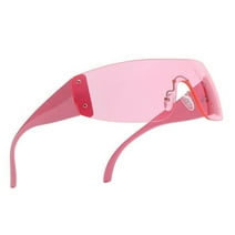 Rimless Hot Pink Y2K Wrap Around Women's  Oversize Gradient Lens Shield Sunglasses