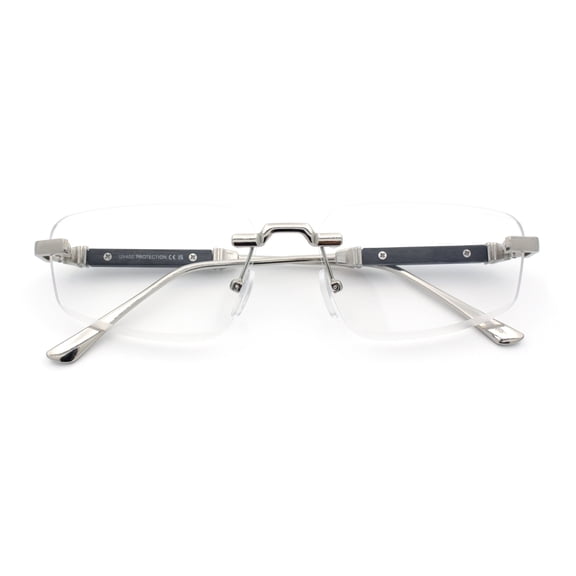 Rimless Hustler Retro Gangster Rapper Rectangle Luxury Fashion Eyeglasses Silver Black