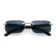 thumbnail image 1 of Rimless Luxury Narrow Rectangle Woodbuff Arm Fashion Sunglasses Gold Brown - Black, 1 of 8