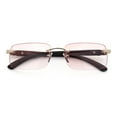 thumbnail image 1 of Rimless Luxury Narrow Rectangle Woodbuff Arm Fashion Sunglasses Gold Brown - Pink, 1 of 8