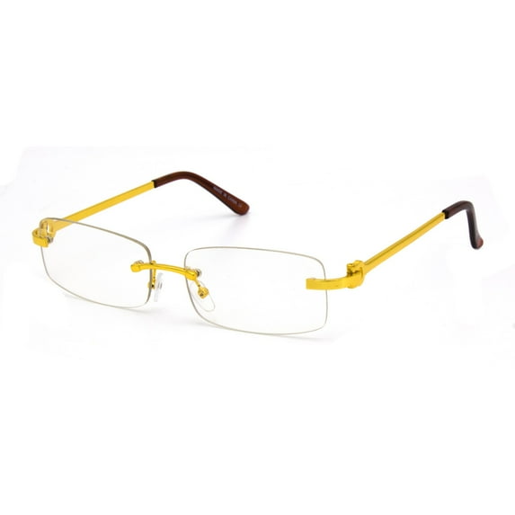 Rimless Metal Clear Lens Rectangular Square Glasses
